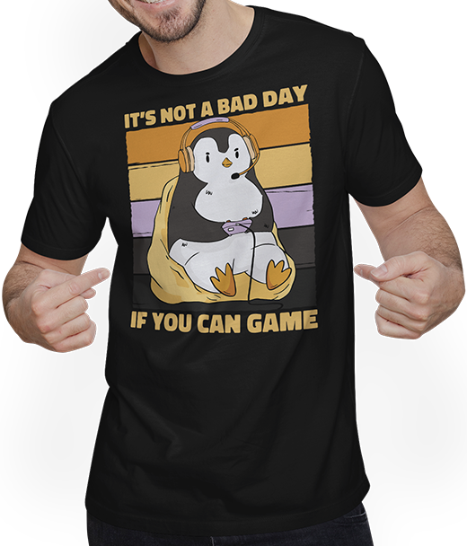 Produktbild von T-Shirt mit Mann It's Not A Bad Day If You Can Game Vogel Zocker Gamer Spruch