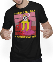 Produktbild von T-Shirt mit Mann It's Not A Bad Day If You Have Coffee Kaffee Faultier Spruch