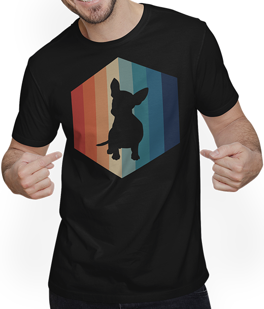 Produktbild von T-Shirt mit Mann Jack Russel Terrier | Retro Hexagon | Für Hundehalter