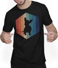 Produktbild von T-Shirt mit Mann Jack Russel Terrier | Retro Hexagon | Für Hundehalter