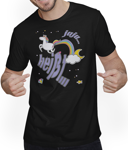 Produktbild von T-Shirt mit Mann Jaja Einhorn | Cooler lustiger Spruch | Furz und Regenbogen