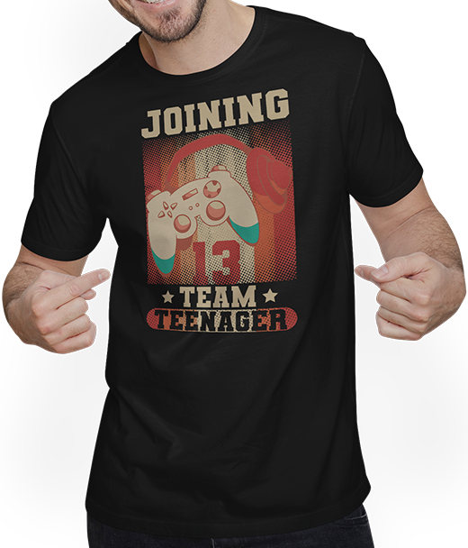 Produktbild von T-Shirt mit Mann Joining Team Teenager Spruch Teen Gamer Boy 13. Geburtstag