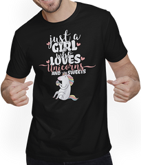 Produktbild von T-Shirt mit Mann Just A Girl Who Loves Unicorns Lustiger Spruch Einhorn