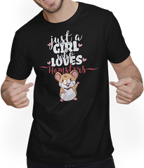 Produktbild von T-Shirt mit Mann Just a girl who loves hamsters | Zwerghamster Goldhamster