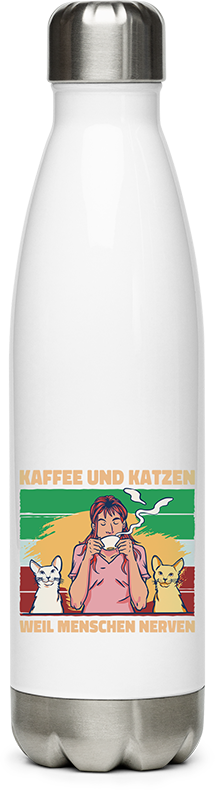 Produktbild von Edelstahlflasche Kaffee und Katzen weil Menschen Nerven Morgenmuffel Katzen