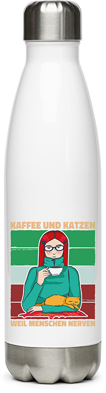 Produktbild von Edelstahlflasche Kaffee und Katzen weil Menschen Nerven Morgenmuffel Katzen