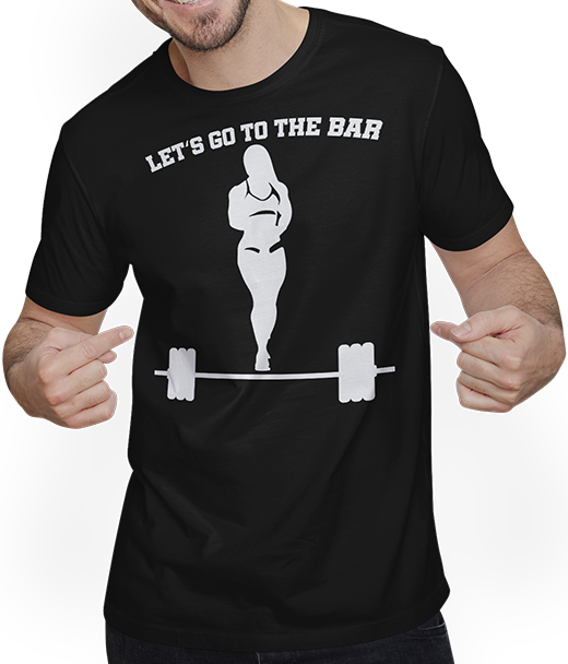 Produktbild von T-Shirt mit Mann Let's Go To The Bar Bodybuilding Kraftsportler Kreuzheben