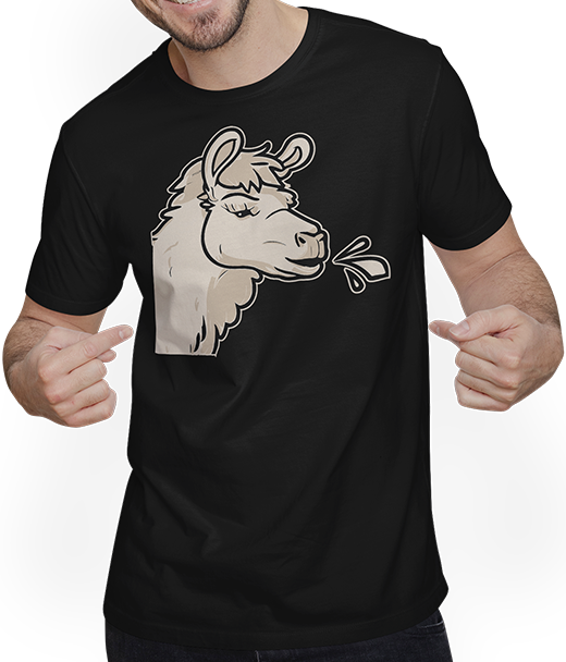 Produktbild von T-Shirt mit Mann Llamas Cheeky Spuck-Lama