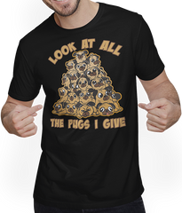 Produktbild von T-Shirt mit Mann Look at all the pugs I give Cheeky Dog Funny Pug Spruch