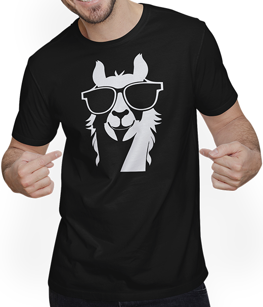 Produktbild von T-Shirt mit Mann Lustige Alpaka trägt Sonnenbrille coole Alpakas