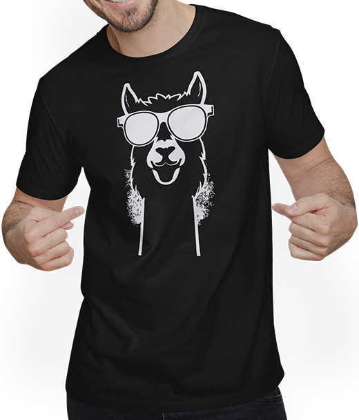 Produktbild von T-Shirt mit Mann Lustige Alpaka trägt Sonnenbrille coole Alpakas