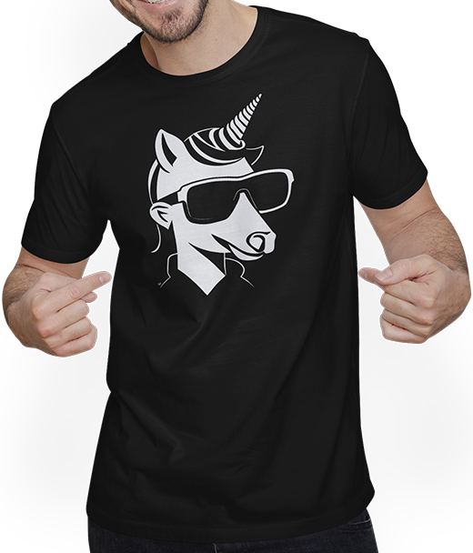 Produktbild von T-Shirt mit Mann Lustige Einhörner tragen Sonnenbrille cooles Einhorn