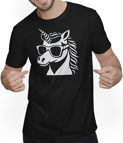 Produktbild von T-Shirt mit Mann Lustige Einhörner tragen Sonnenbrille cooles Einhorn