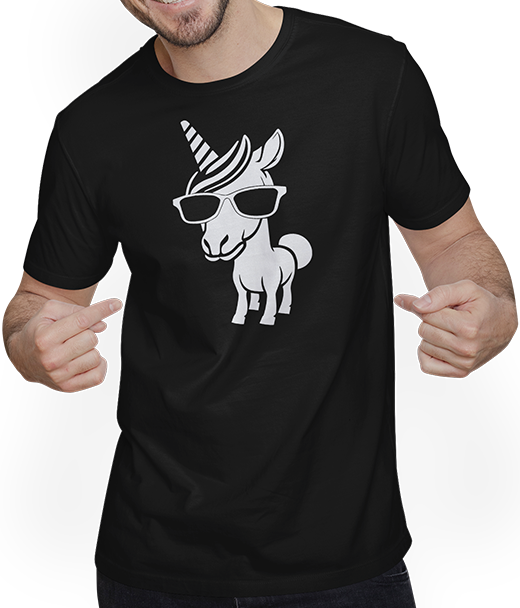 Produktbild von T-Shirt mit Mann Lustige Einhörner tragen Sonnenbrille cooles Einhorn