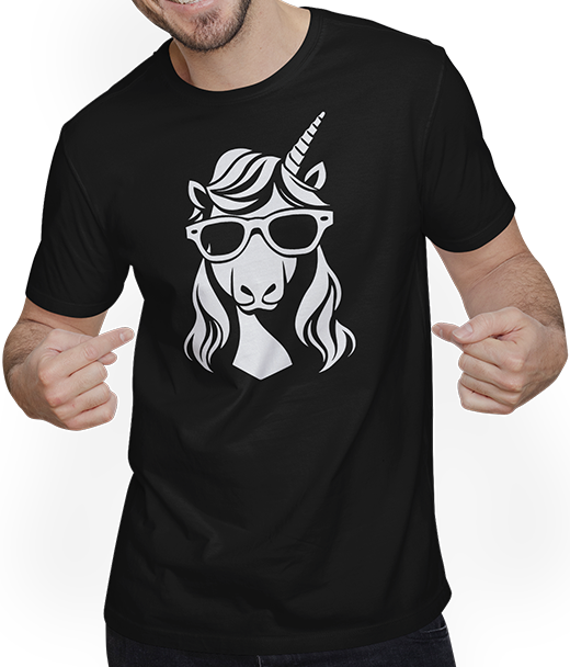 Produktbild von T-Shirt mit Mann Lustige Einhörner tragen Sonnenbrille cooles Einhorn