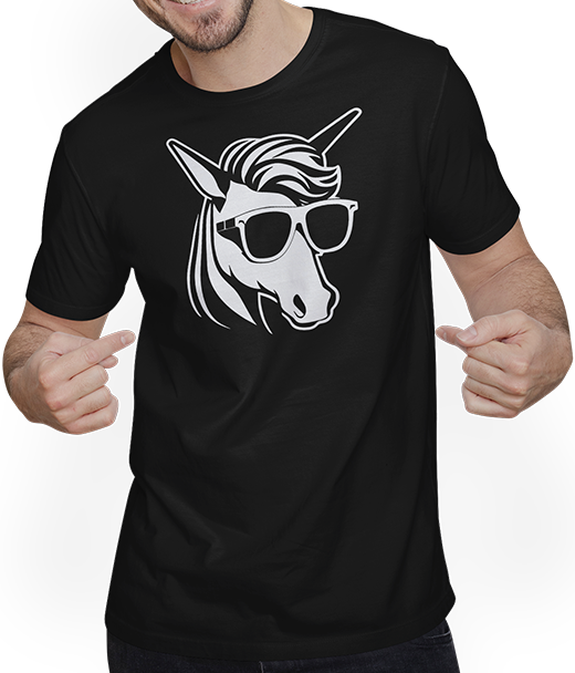 Produktbild von T-Shirt mit Mann Lustige Einhörner tragen Sonnenbrille cooles Einhorn