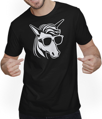 Produktbild von T-Shirt mit Mann Lustige Einhörner tragen Sonnenbrille cooles Einhorn