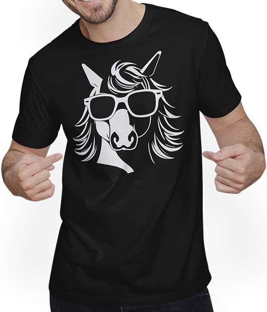 Produktbild von T-Shirt mit Mann Lustige Einhörner tragen Sonnenbrille cooles Einhorn