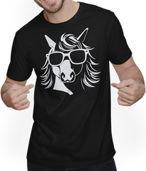 Produktbild von T-Shirt mit Mann Lustige Einhörner tragen Sonnenbrille cooles Einhorn