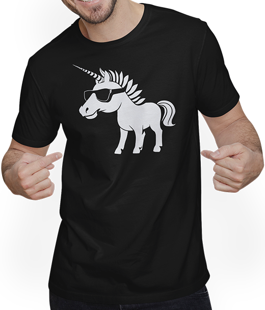 Produktbild von T-Shirt mit Mann Lustige Einhörner tragen Sonnenbrille cooles Einhorn