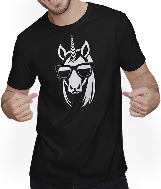 Produktbild von T-Shirt mit Mann Lustige Einhörner tragen Sonnenbrille cooles Einhorn