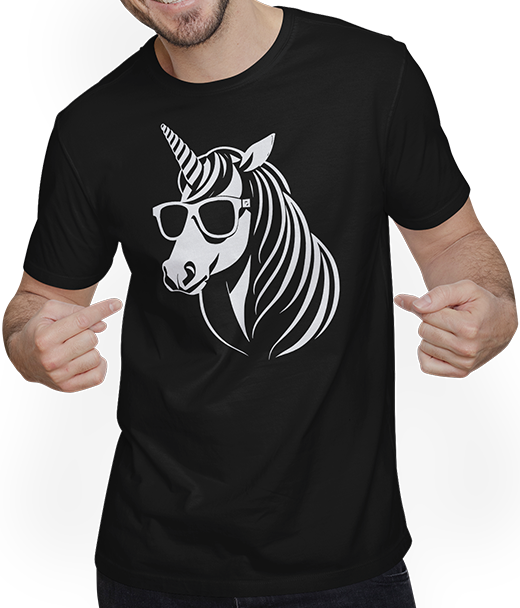Produktbild von T-Shirt mit Mann Lustige Einhörner tragen Sonnenbrille cooles Einhorn