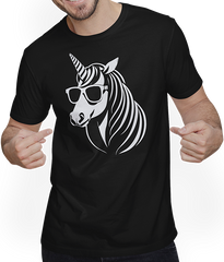 Produktbild von T-Shirt mit Mann Lustige Einhörner tragen Sonnenbrille cooles Einhorn