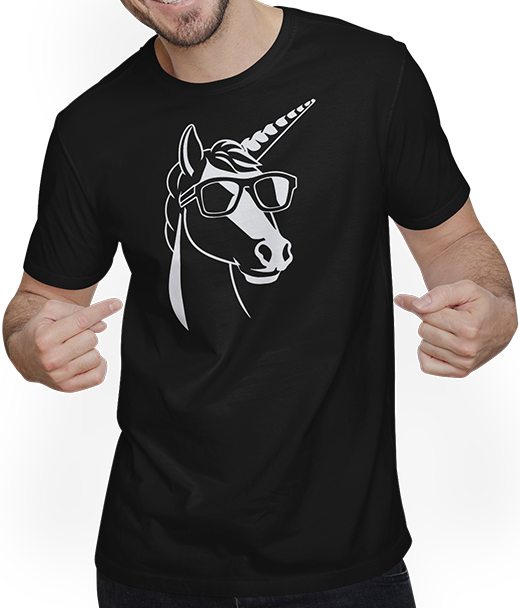 Produktbild von T-Shirt mit Mann Lustige Einhörner tragen Sonnenbrille cooles Einhorn