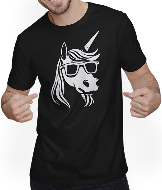 Produktbild von T-Shirt mit Mann Lustige Einhörner tragen Sonnenbrille cooles Einhorn