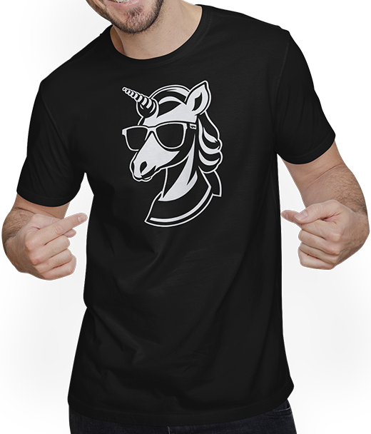 Produktbild von T-Shirt mit Mann Lustige Einhörner tragen Sonnenbrille cooles Einhorn