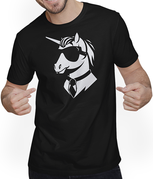 Produktbild von T-Shirt mit Mann Lustige Einhörner tragen Sonnenbrille cooles Einhorn