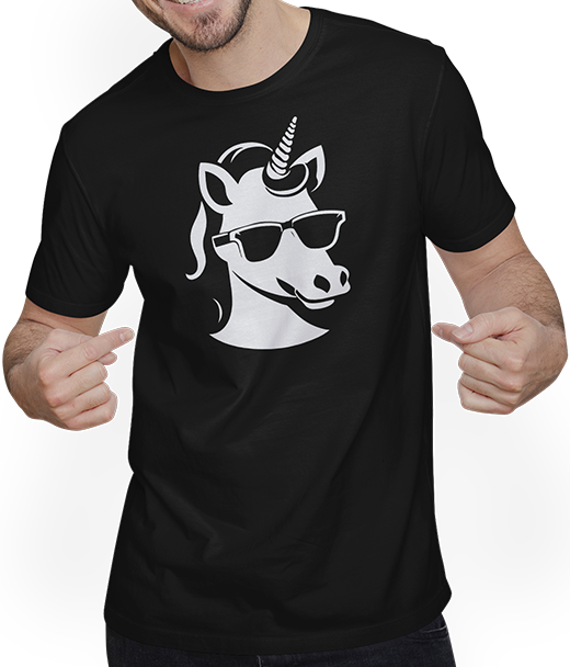 Produktbild von T-Shirt mit Mann Lustige Einhörner tragen Sonnenbrille cooles Einhorn