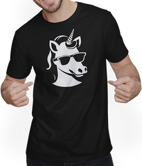 Produktbild von T-Shirt mit Mann Lustige Einhörner tragen Sonnenbrille cooles Einhorn