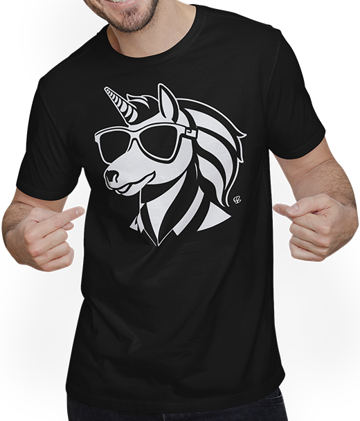 Produktbild von T-Shirt mit Mann Lustige Einhörner tragen Sonnenbrille cooles Einhorn