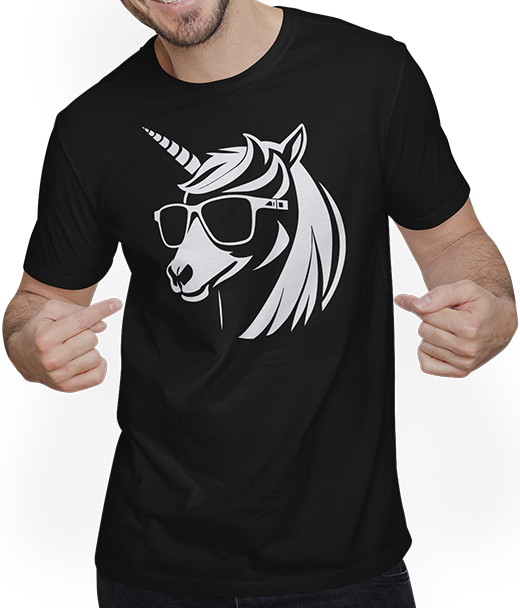 Produktbild von T-Shirt mit Mann Lustige Einhörner tragen Sonnenbrille cooles Einhorn