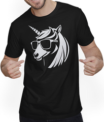 Produktbild von T-Shirt mit Mann Lustige Einhörner tragen Sonnenbrille cooles Einhorn