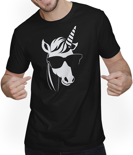 Produktbild von T-Shirt mit Mann Lustige Einhörner tragen Sonnenbrille cooles Einhorn