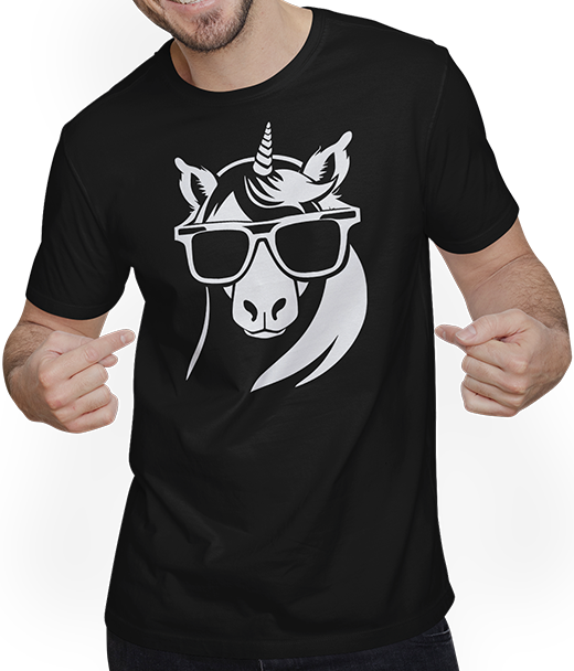 Produktbild von T-Shirt mit Mann Lustige Einhörner tragen Sonnenbrille cooles Einhorn