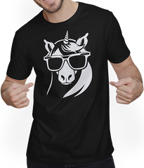 Produktbild von T-Shirt mit Mann Lustige Einhörner tragen Sonnenbrille cooles Einhorn