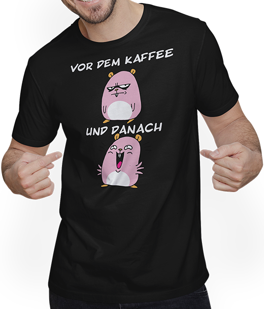 Produktbild von T-Shirt mit Mann Lustige Kaffee Sprüche | Hamster | Geschenk für Morgenmuffel
