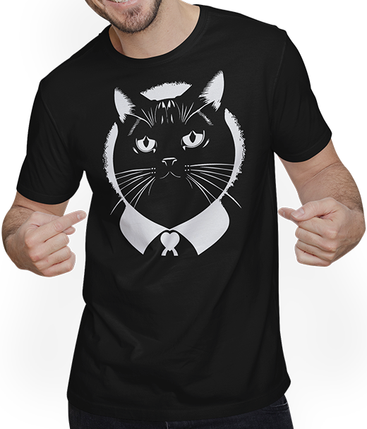 Produktbild von T-Shirt mit Mann Lustige Katze Silhouette freche lustige Katzen