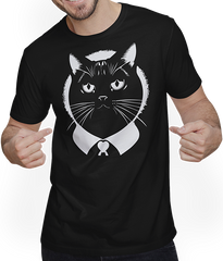 Produktbild von T-Shirt mit Mann Lustige Katze Silhouette freche lustige Katzen