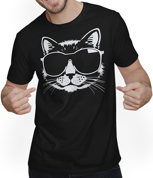 Produktbild von T-Shirt mit Mann Lustige Katze mit Sonnenbrille Kätzchen Sunglas Katzen