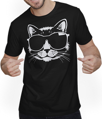 Produktbild von T-Shirt mit Mann Lustige Katze mit Sonnenbrille Kätzchen Sunglas Katzen