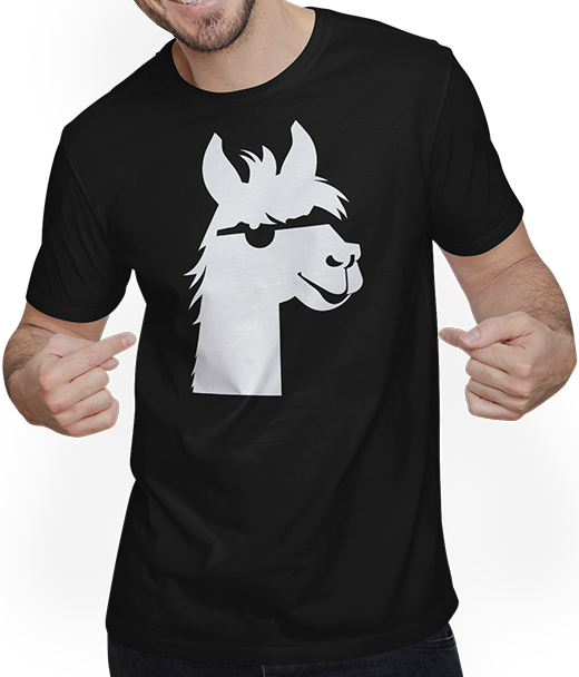 Produktbild von T-Shirt mit Mann Lustige Lama-Silhouette, freche lustige Lamas