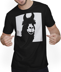 Produktbild von T-Shirt mit Mann Lustige Lama-Silhouette, freche lustige Lamas