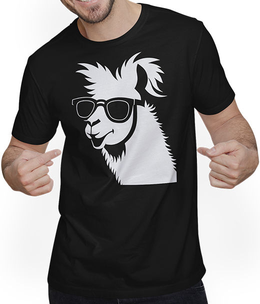 Produktbild von T-Shirt mit Mann Lustige Lama trägt Sonnenbrille Cool Llamas
