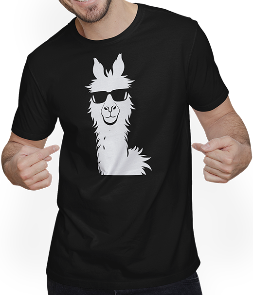 Produktbild von T-Shirt mit Mann Lustige Lama trägt Sonnenbrille Cool Llamas