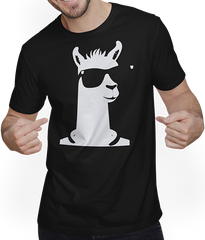 Produktbild von T-Shirt mit Mann Lustige Lama trägt Sonnenbrille Cool Llamas