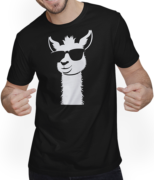 Produktbild von T-Shirt mit Mann Lustige Lama trägt Sonnenbrille Cool Llamas